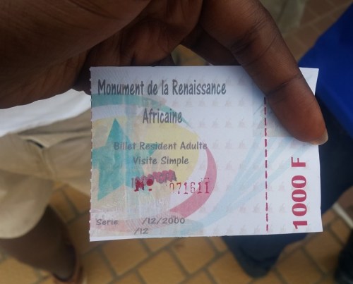 Reciept Monument de la Renaissance Africaine