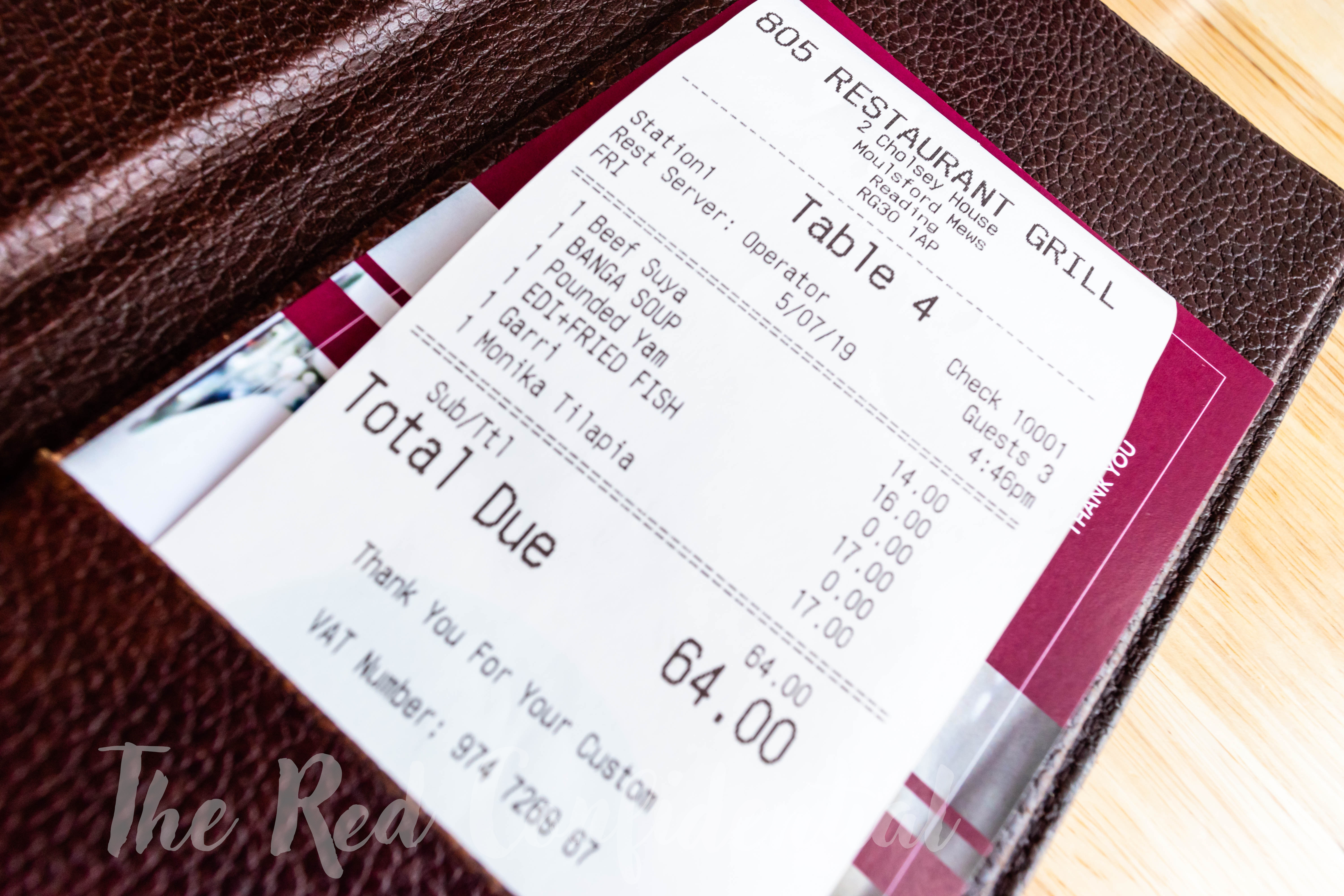 Bill for three, Receipt. 