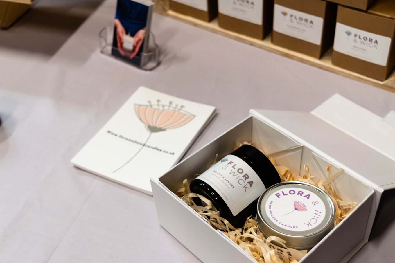 Flora & Wick Candles Stand in Trowbridge Weavers Market: Luxury hand-poured soy wax candles